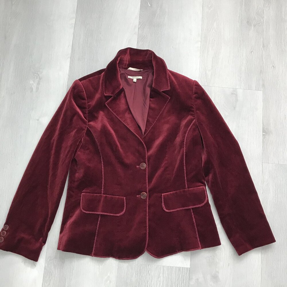 SANTORELLI VELVET BLAZER JACKET BURGUNDY TWO BUTTON 10
